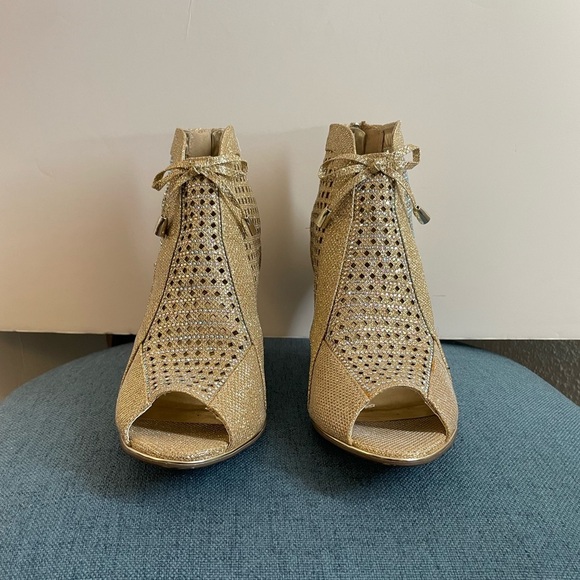 Valenti Franco Sassy 1 Peep Toe Glitter High Heels size 10 - Picture 2 of 11